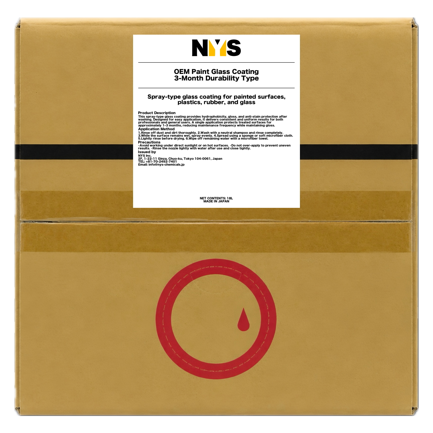 OEM Paint Glass Coating 3-Month Durability Type 18L